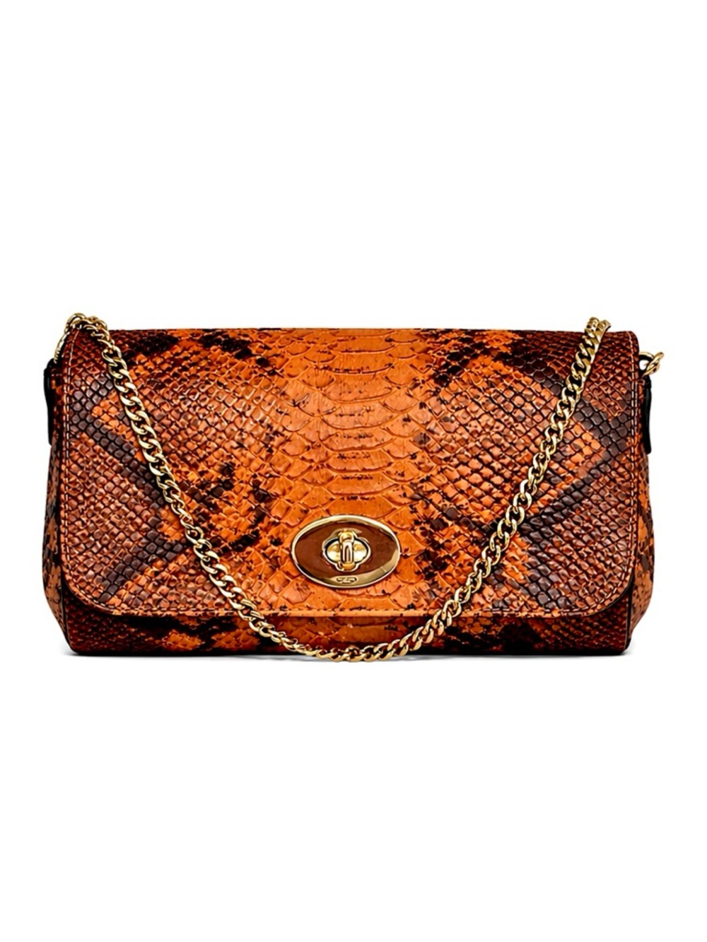 COACH Mini Ruby Brown Python Embossed Small Handbag Like New